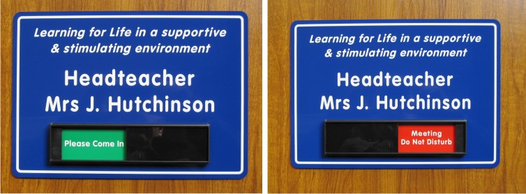 sliding door signs school signs